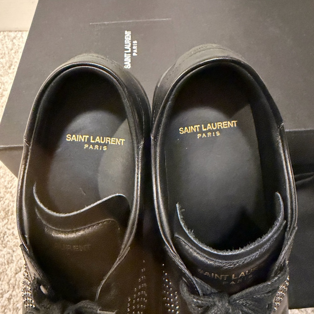 Saint Laurent (YSL) Black Leather Studded Sneakers size 7 - Picture 9 of 15